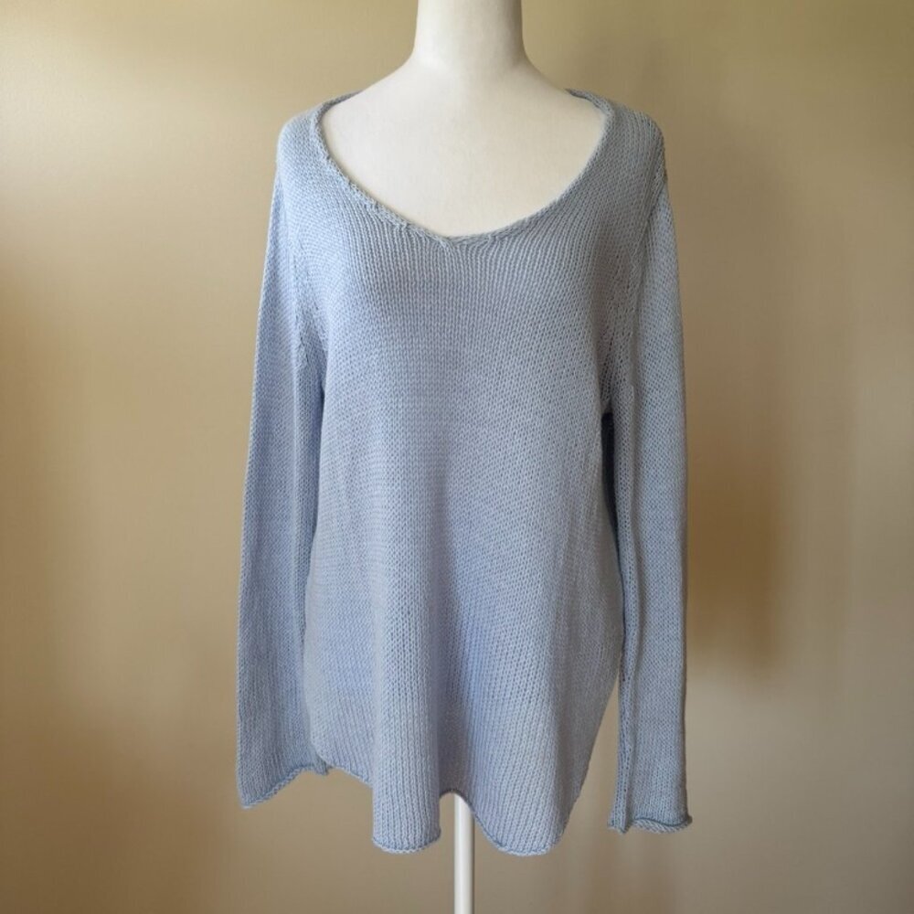 Wooden Ships Knit Cotton Sweater Womens Small Medium Coastal Beach Summer Chilly